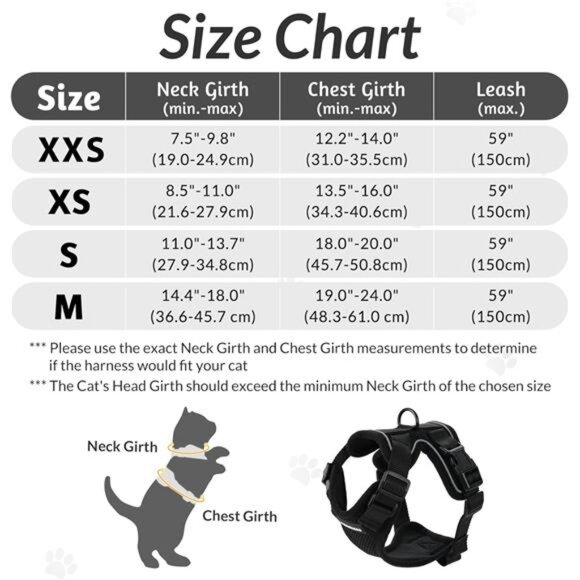 Cat Harness and Leash for Walking, Escape Proof Soft Adjustable Vest Harnesses - Picture 2 of 7